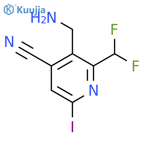 3-(Aminomethyl)-4-cyano-2-(difluoromethyl)-6-iodopyridine structure