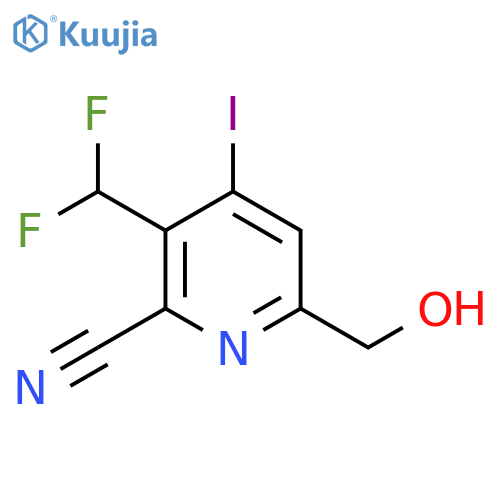 2-Cyano-3-(difluoromethyl)-4-iodopyridine-6-methanol structure