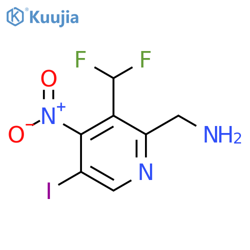 2-(Aminomethyl)-3-(difluoromethyl)-5-iodo-4-nitropyridine structure