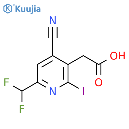 4-Cyano-6-(difluoromethyl)-2-iodopyridine-3-acetic acid structure