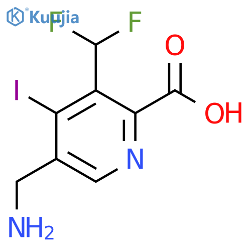 5-(Aminomethyl)-3-(difluoromethyl)-4-iodopyridine-2-carboxylic acid structure