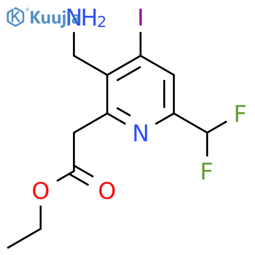 Ethyl 3-(aminomethyl)-6-(difluoromethyl)-4-iodopyridine-2-acetate structure