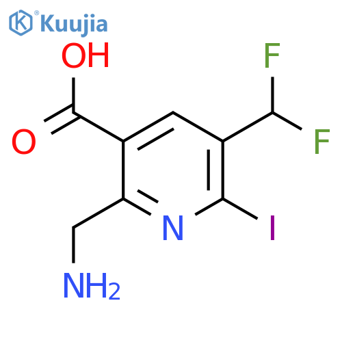 2-(Aminomethyl)-5-(difluoromethyl)-6-iodopyridine-3-carboxylic acid structure