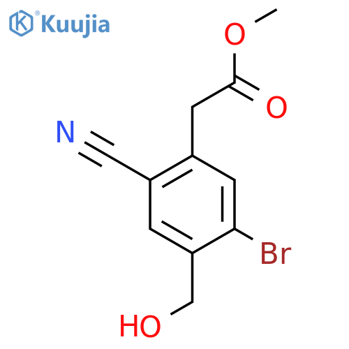 Methyl 5-bromo-2-cyano-4-(hydroxymethyl)phenylacetate structure