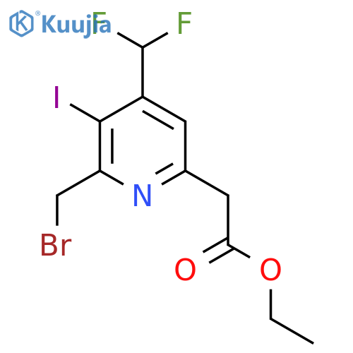 Ethyl 2-(bromomethyl)-4-(difluoromethyl)-3-iodopyridine-6-acetate structure