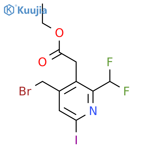Ethyl 4-(bromomethyl)-2-(difluoromethyl)-6-iodopyridine-3-acetate structure