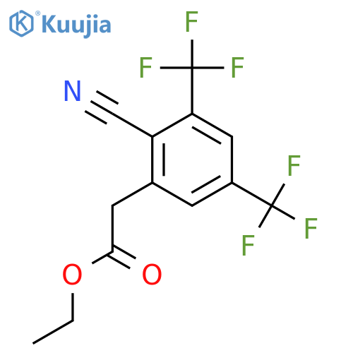 Ethyl 3,5-bis(trifluoromethyl)-2-cyanophenylacetate structure