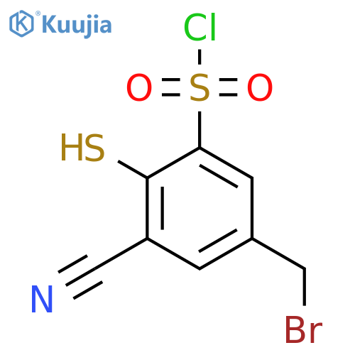 5-Bromomethyl-3-cyano-2-mercaptobenzenesulfonyl chloride structure