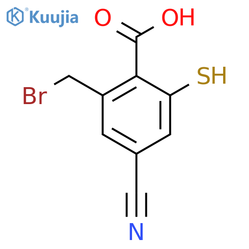 2-Bromomethyl-4-cyano-6-mercaptobenzoic acid structure