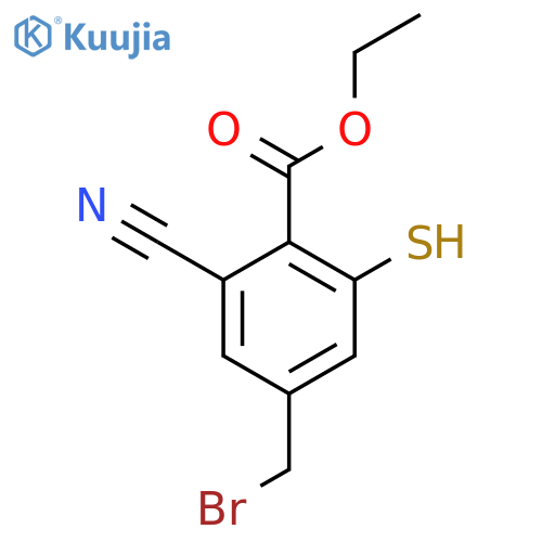 Ethyl 4-bromomethyl-2-cyano-6-mercaptobenzoate structure