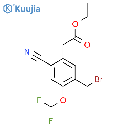 Ethyl 5-bromomethyl-2-cyano-4-(difluoromethoxy)phenylacetate structure