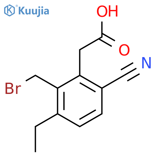 2-Bromomethyl-6-cyano-3-ethylphenylacetic acid structure