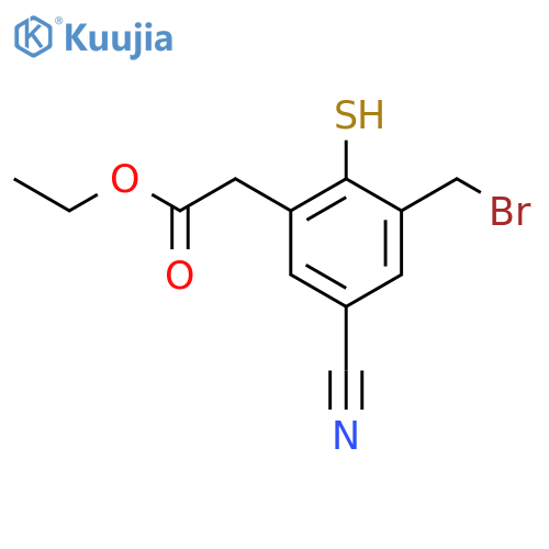 Ethyl 3-bromomethyl-5-cyano-2-mercaptophenylacetate structure