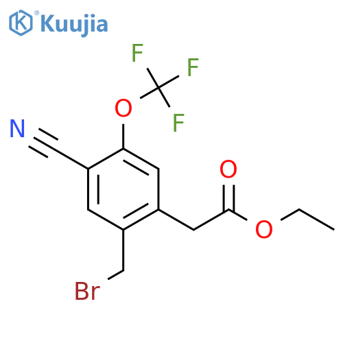 Ethyl 2-bromomethyl-4-cyano-5-(trifluoromethoxy)phenylacetate structure