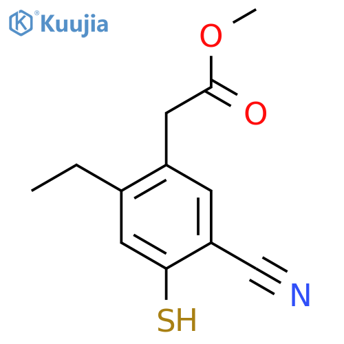 Methyl 5-cyano-2-ethyl-4-mercaptophenylacetate structure