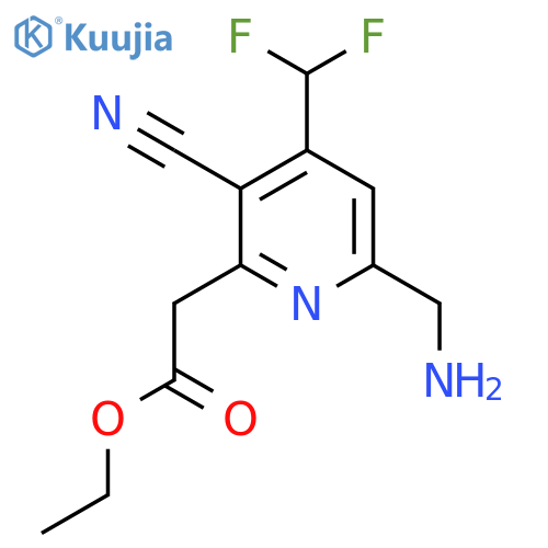 Ethyl 6-(aminomethyl)-3-cyano-4-(difluoromethyl)pyridine-2-acetate structure