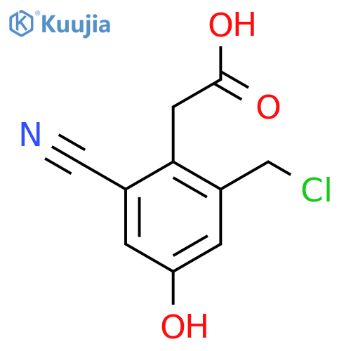 2-Chloromethyl-6-cyano-4-hydroxyphenylacetic acid structure