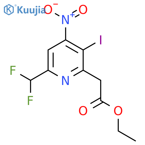 Ethyl 6-(difluoromethyl)-3-iodo-4-nitropyridine-2-acetate structure