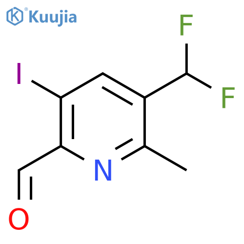 3-(Difluoromethyl)-5-iodo-2-methylpyridine-6-carboxaldehyde structure