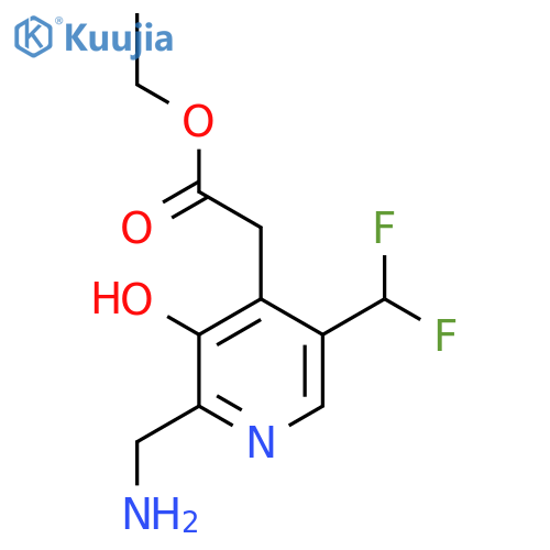 Ethyl 2-(aminomethyl)-5-(difluoromethyl)-3-hydroxypyridine-4-acetate structure