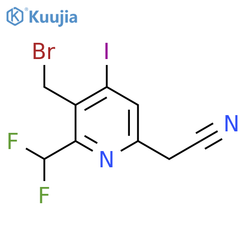 3-(Bromomethyl)-2-(difluoromethyl)-4-iodopyridine-6-acetonitrile structure
