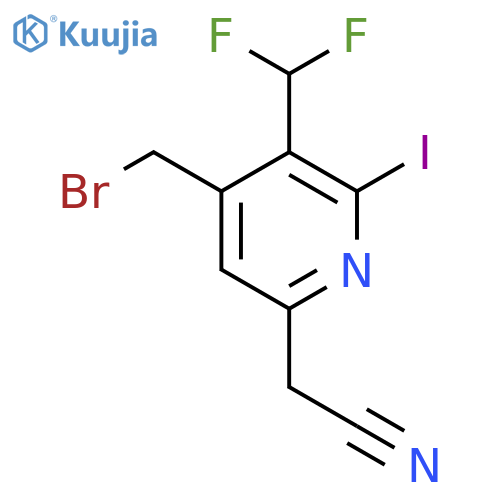 4-(Bromomethyl)-3-(difluoromethyl)-2-iodopyridine-6-acetonitrile structure