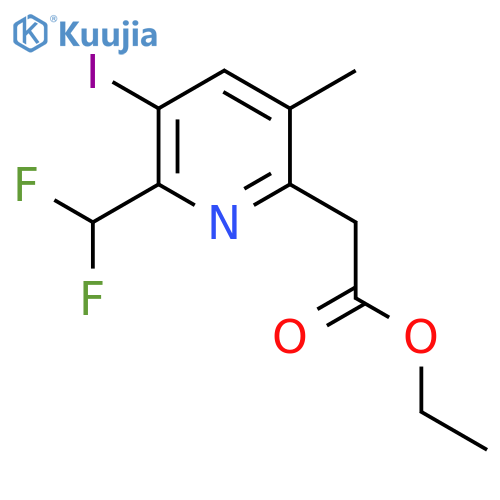 Ethyl 2-(difluoromethyl)-3-iodo-5-methylpyridine-6-acetate structure