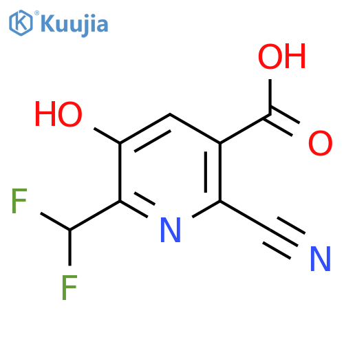 2-Cyano-6-(difluoromethyl)-5-hydroxypyridine-3-carboxylic acid structure