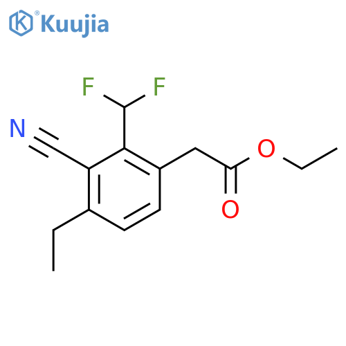 Ethyl 3-cyano-2-difluoromethyl-4-ethylphenylacetate structure