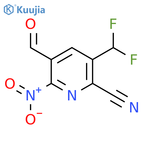 2-Cyano-3-(difluoromethyl)-6-nitropyridine-5-carboxaldehyde structure