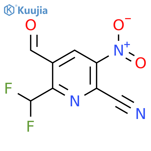 2-Cyano-6-(difluoromethyl)-3-nitropyridine-5-carboxaldehyde structure