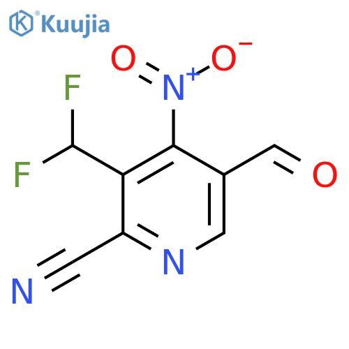 2-Cyano-3-(difluoromethyl)-4-nitropyridine-5-carboxaldehyde structure