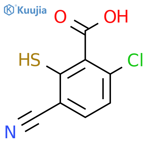 6-Chloro-3-cyano-2-mercaptobenzoic acid structure