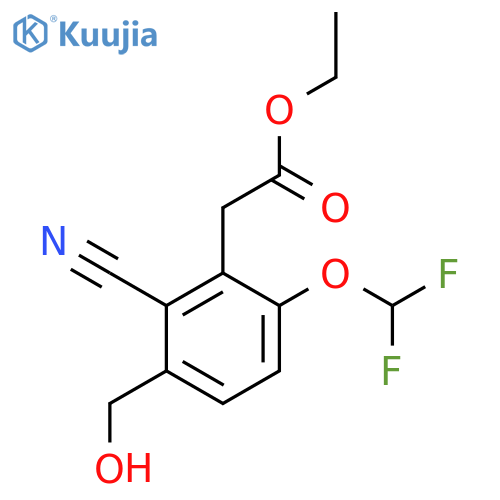 Ethyl 2-cyano-6-difluoromethoxy-3-(hydroxymethyl)phenylacetate structure