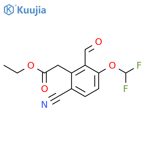 Ethyl 6-cyano-3-difluoromethoxy-2-formylphenylacetate structure