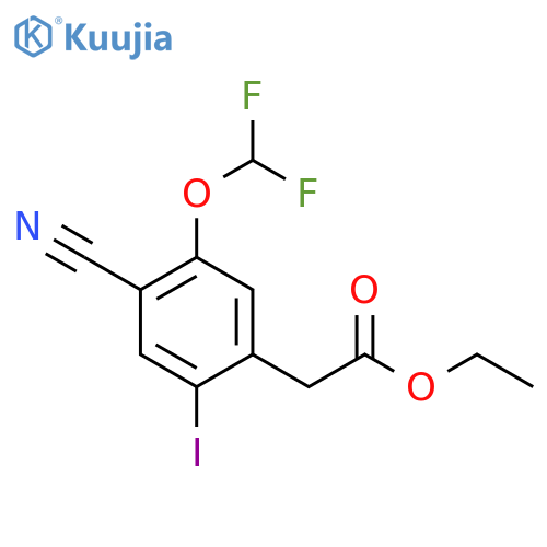 Ethyl 4-cyano-5-difluoromethoxy-2-iodophenylacetate structure