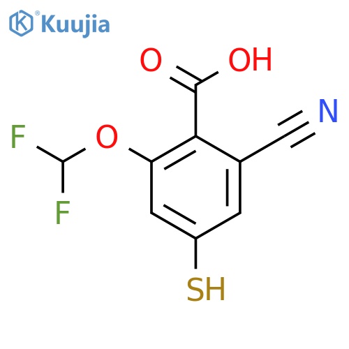 2-Cyano-6-difluoromethoxy-4-mercaptobenzoic acid structure