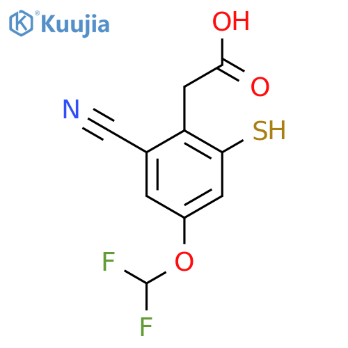 2-Cyano-4-difluoromethoxy-6-mercaptophenylacetic acid structure