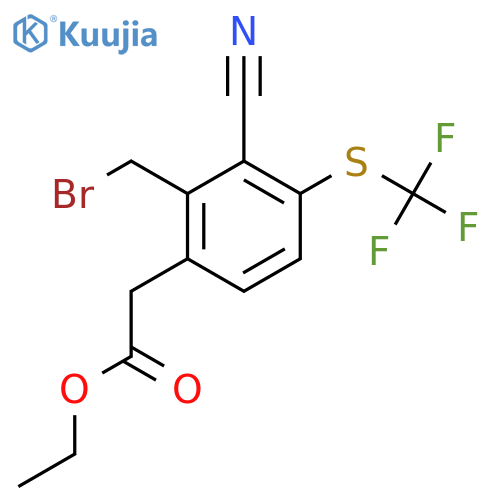 Ethyl 2-bromomethyl-3-cyano-4-(trifluoromethylthio)phenylacetate structure