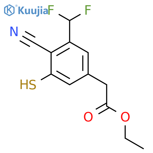 Ethyl 4-cyano-3-difluoromethyl-5-mercaptophenylacetate structure
