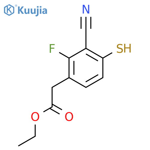 Ethyl 3-cyano-2-fluoro-4-mercaptophenylacetate structure