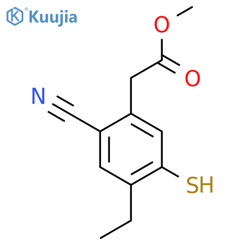 Methyl 2-cyano-4-ethyl-5-mercaptophenylacetate structure