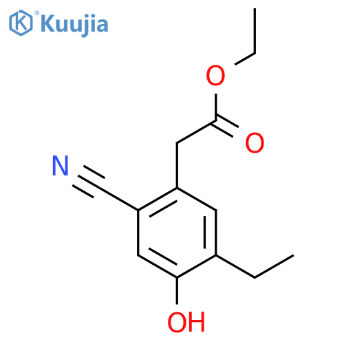 Ethyl 2-cyano-5-ethyl-4-hydroxyphenylacetate structure