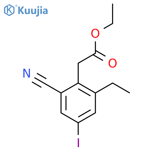 Ethyl 2-cyano-6-ethyl-4-iodophenylacetate structure
