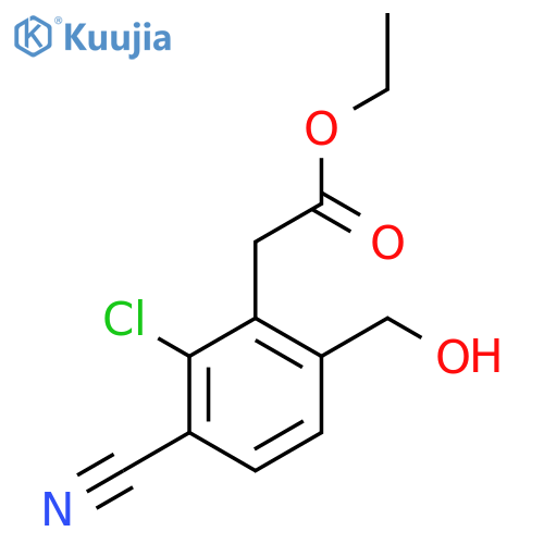 Ethyl 2-chloro-3-cyano-6-(hydroxymethyl)phenylacetate structure