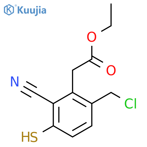 Ethyl 6-chloromethyl-2-cyano-3-mercaptophenylacetate structure