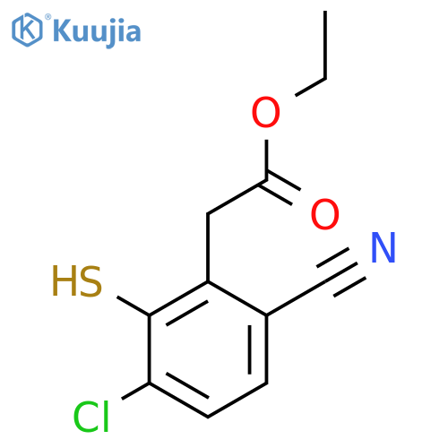Ethyl 3-chloro-6-cyano-2-mercaptophenylacetate structure