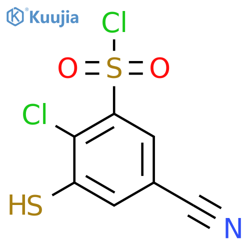 2-Chloro-5-cyano-3-mercaptobenzenesulfonyl chloride structure