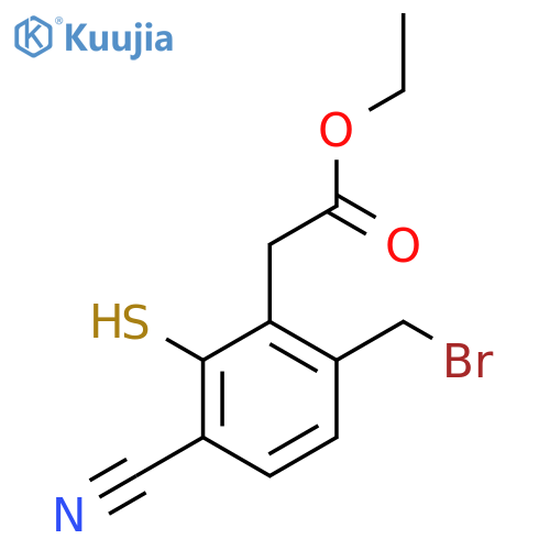 Ethyl 6-bromomethyl-3-cyano-2-mercaptophenylacetate structure
