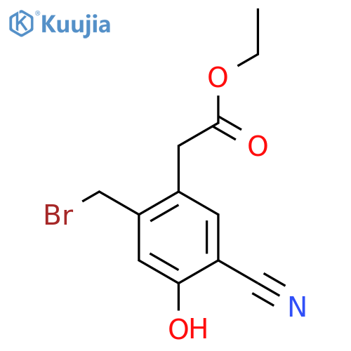 Ethyl 2-bromomethyl-5-cyano-4-hydroxyphenylacetate structure